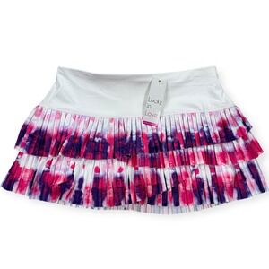 NEW Lucky in Love Skort Women's Large White Tie Dye Layered Golf Tennis Skirt